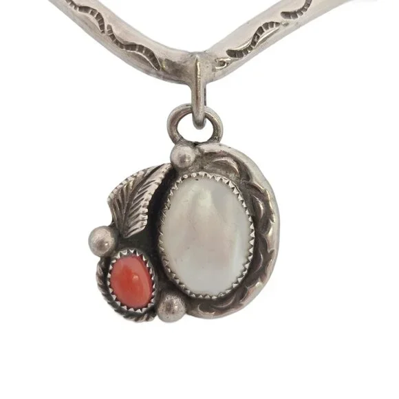 Native American Silver V Cuff Bracelet With Dangle #19878 - Picture 6 of 9